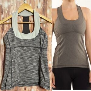 Lululemon Scoop neck tank Size 10 black grey yoga running sports working out